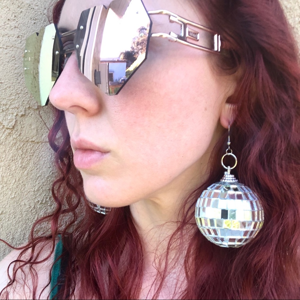 Disco ball drop earrings edc rave festival outfit - Picture 3 of 8